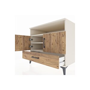 Kronos Şifonyer 3 Raflı Tek Çekmeceli 2 Kapaklı 88x59x80 Aytaşı-çam