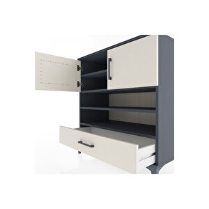 Hyperion Şifonyer 4 Raflı Tek Çekmeceli 2 Kapaklı 88x44x96 Antrasit-aytaşı