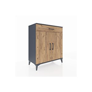 Hyperion Şifonyer 2 Raflı Tek Çekmeceli 2 Kapaklı 88x44x106 Antrasit-çam