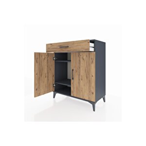 Hyperion Şifonyer 2 Raflı Tek Çekmeceli 2 Kapaklı 88x44x106 Antrasit-çam