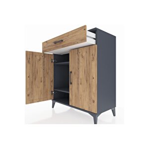 Hyperion Şifonyer 2 Raflı Tek Çekmeceli 2 Kapaklı 88x44x106 Antrasit-çam