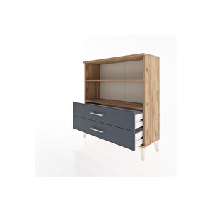 Arges Şifonyer 2 Raflı 2 Çekmeceli 88x30x96 Çam-antrasit