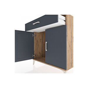 Hyperion Şifonyer Tek Çekmeceli 2 Kapaklı 88x44x96 Çam-antrasit