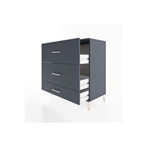 Hyperion Şifonyer 3 Çekmeceli 88x44x96 Antrasit-antrasit