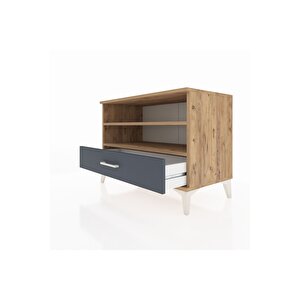 Hyperion Şifonyer 2 Raflı Tek Çekmeceli 88x44x64 Çam-antrasit