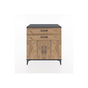 Hyperion Şifonyer Tek Raflı 2 Çekmeceli 2 Kapaklı 88x44x96 Antrasit-çam