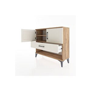 Arges Şifonyer 2 Raflı Tek Çekmeceli 2 Kapaklı 88x30x80 Çam-aytaşı