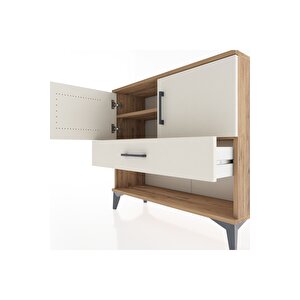 Arges Şifonyer 2 Raflı Tek Çekmeceli 2 Kapaklı 88x30x80 Çam-aytaşı