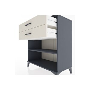 Hyperion Şifonyer Tek Raflı 2 Çekmeceli 88x44x96 Antrasit-aytaşı