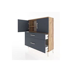 Arges Şifonyer 2 Raflı 2 Çekmeceli 2 Kapaklı 88x30x106 Çam-antrasit