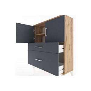 Arges Şifonyer 2 Raflı 2 Çekmeceli 2 Kapaklı 88x30x106 Çam-antrasit