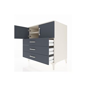 Kronos Şifonyer 2 Raflı 3 Çekmeceli 2 Kapaklı 88x59x96 Aytaşı-antrasit