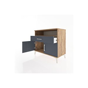 Hyperion Şifonyer Tek Raflı Tek Çekmeceli 2 Kapaklı 88x44x80 Çam-antrasit