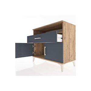 Hyperion Şifonyer Tek Raflı Tek Çekmeceli 2 Kapaklı 88x44x80 Çam-antrasit