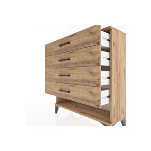 Arges Şifonyer 4 Çekmeceli 88x30x96 Çam-çam
