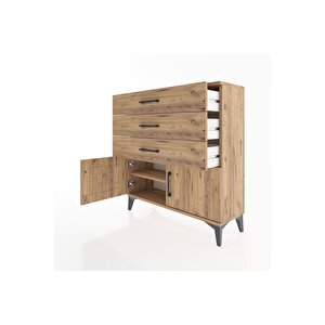 Arges Şifonyer Tek Raflı 3 Çekmeceli 2 Kapaklı 88x30x96 Çam-çam