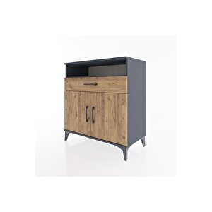 Hyperion Şifonyer Tek Raflı Tek Çekmeceli 2 Kapaklı 88x44x96 Antrasit-çam