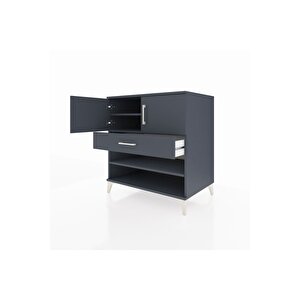 Kronos Şifonyer 3 Raflı Tek Çekmeceli 2 Kapaklı 88x59x96 Antrasit-antrasit