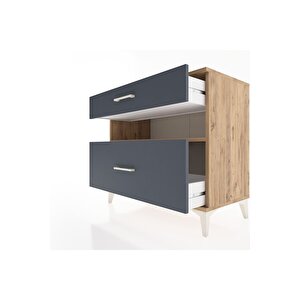 Hyperion Şifonyer Tek Raflı 2 Çekmeceli 88x44x80 Çam-antrasit