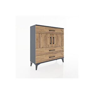 Arges Şifonyer 2 Raflı 3 Çekmeceli 2 Kapaklı 88x30x96 Antrasit-çam