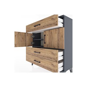 Arges Şifonyer 2 Raflı 3 Çekmeceli 2 Kapaklı 88x30x96 Antrasit-çam