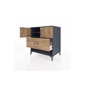 Kronos Şifonyer 2 Raflı Tek Çekmeceli 2 Kapaklı 88x59x96 Antrasit-çam