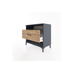 Hyperion Şifonyer Tek Raflı Tek Çekmeceli 88x44x80 Antrasit-çam