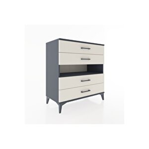 Hyperion Şifonyer Tek Raflı 4 Çekmeceli 88x44x96 Antrasit-aytaşı