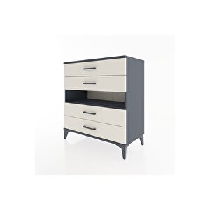 Hyperion Şifonyer Tek Raflı 4 Çekmeceli 88x44x96 Antrasit-aytaşı