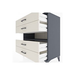 Hyperion Şifonyer Tek Raflı 4 Çekmeceli 88x44x96 Antrasit-aytaşı