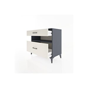 Hyperion Şifonyer Tek Raflı 2 Çekmeceli 88x44x80 Antrasit-aytaşı