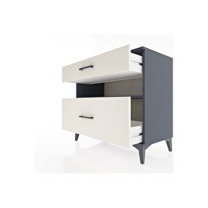 Hyperion Şifonyer Tek Raflı 2 Çekmeceli 88x44x80 Antrasit-aytaşı