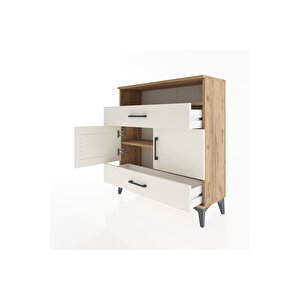 Arges Şifonyer 3 Raflı 2 Çekmeceli 2 Kapaklı 88x30x96 Çam-aytaşı