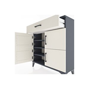 Arges Şifonyer 3 Raflı Tek Çekmeceli 4 Kapaklı 88x30x96 Antrasit-aytaşı