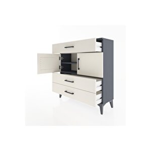 Arges Şifonyer 2 Raflı 3 Çekmeceli 2 Kapaklı 88x30x96 Antrasit-aytaşı