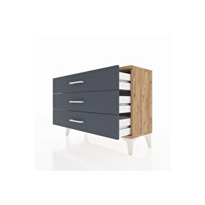 Arges Şifonyer 3 Çekmeceli 88x30x64 Çam-antrasit