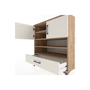 Hyperion Şifonyer 4 Raflı Tek Çekmeceli 2 Kapaklı 88x44x96 Çam-aytaşı