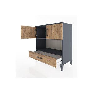 Hyperion Şifonyer 2 Raflı Tek Çekmeceli 2 Kapaklı 88x44x96 Antrasit-çam