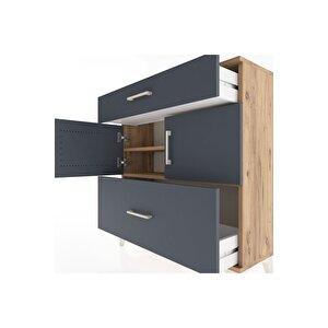 Arges Şifonyer 2 Raflı 2 Çekmeceli 2 Kapaklı 88x30x96 Çam-antrasit