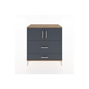 Hyperion Şifonyer 2 Raflı 2 Çekmeceli 2 Kapaklı 88x44x96 Çam-antrasit