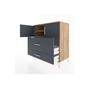 Hyperion Şifonyer 2 Raflı 2 Çekmeceli 2 Kapaklı 88x44x96 Çam-antrasit