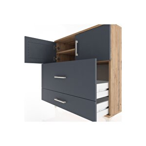 Hyperion Şifonyer 2 Raflı 2 Çekmeceli 2 Kapaklı 88x44x96 Çam-antrasit