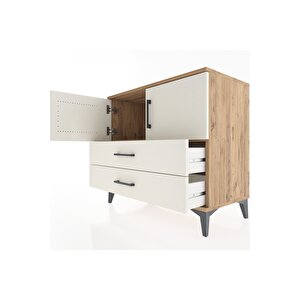 Hyperion Şifonyer Tek Raflı 2 Çekmeceli 2 Kapaklı 88x44x80 Çam-aytaşı