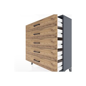 Arges Şifonyer 5 Çekmeceli 88x30x96 Antrasit-çam