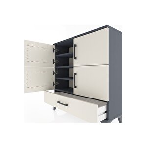 Arges Şifonyer 4 Raflı Tek Çekmeceli 4 Kapaklı 88x30x96 Antrasit-aytaşı