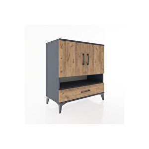 Hyperion Şifonyer 4 Raflı Tek Çekmeceli 2 Kapaklı 88x44x96 Antrasit-çam