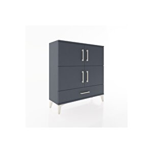 Arges Şifonyer 4 Raflı Tek Çekmeceli 4 Kapaklı 88x30x96 Antrasit-antrasit