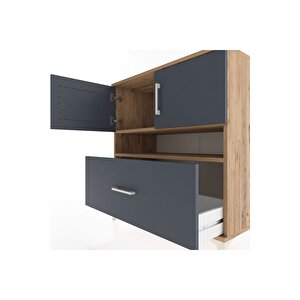 Hyperion Şifonyer 2 Raflı Tek Çekmeceli 2 Kapaklı 88x44x96 Çam-antrasit