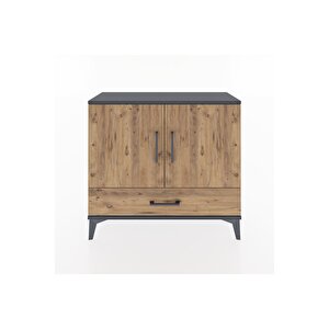 Arges Şifonyer 2 Raflı Tek Çekmeceli 2 Kapaklı 88x30x80 Antrasit-çam