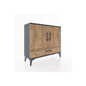 Arges Şifonyer 2 Raflı Tek Çekmeceli 2 Kapaklı 88x30x80 Antrasit-çam